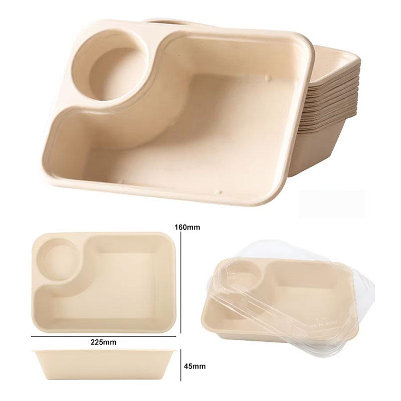 Custom 2 Compartment Bamboo Pulp Container