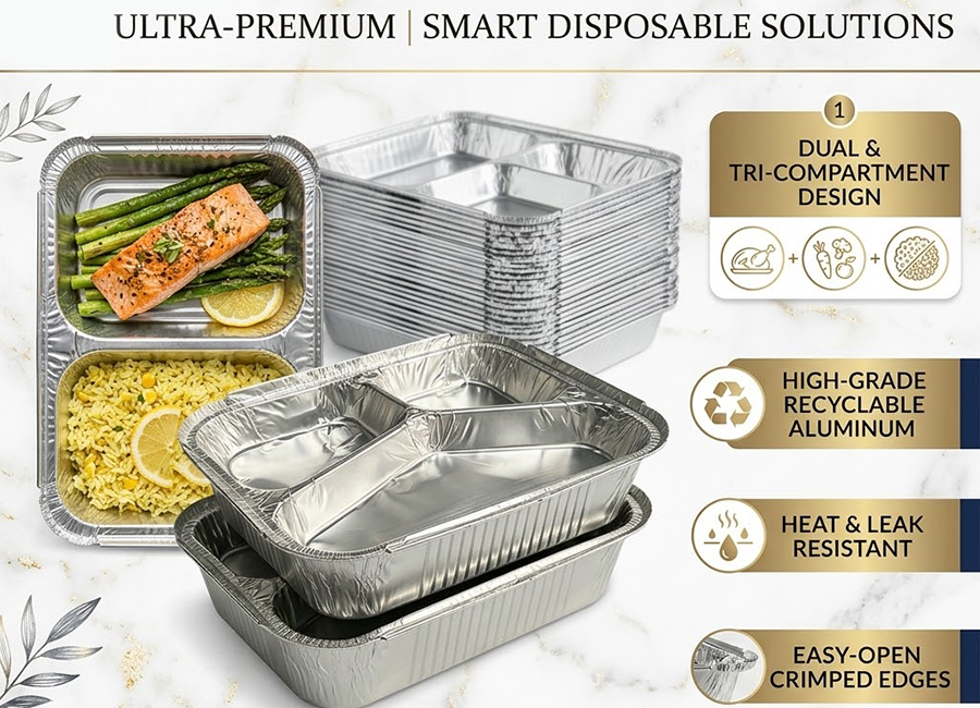 Multi Compartment Airline Aluminum Foil Pans