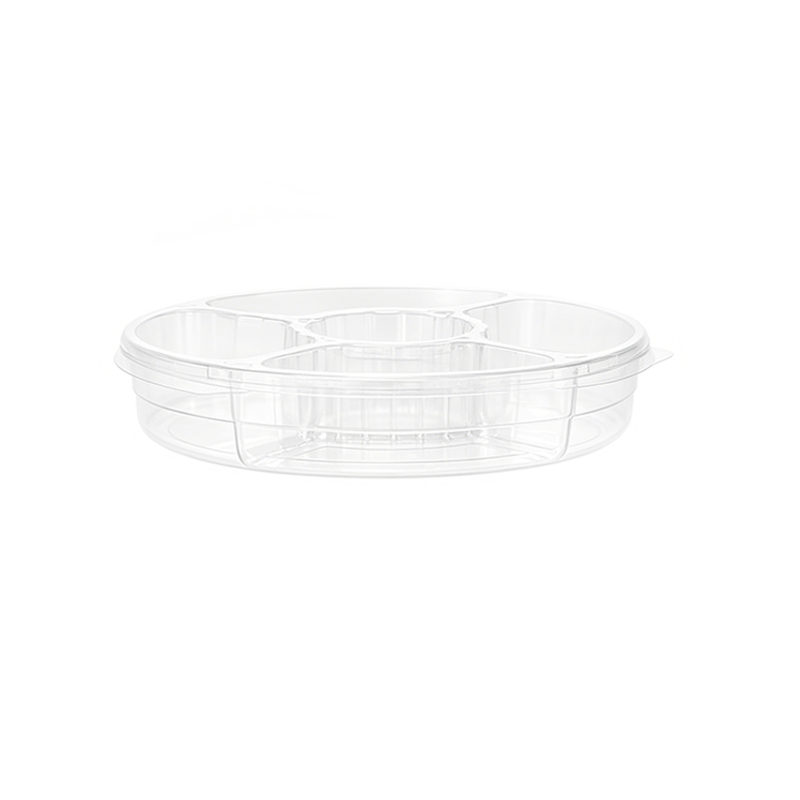 Custom Round 5 Compartment PET Tray with Lid