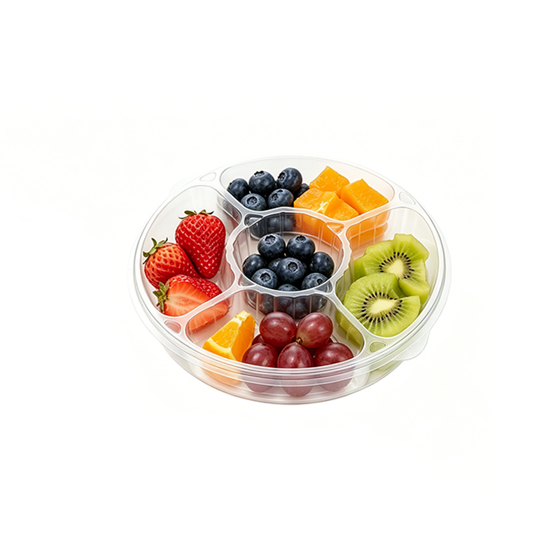 Custom Round 5 Compartment PET Tray with Lid