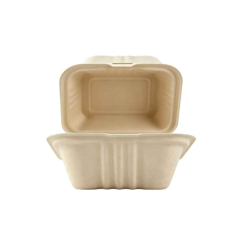 6x6 Clamshell Bagasse Hamburger Box 