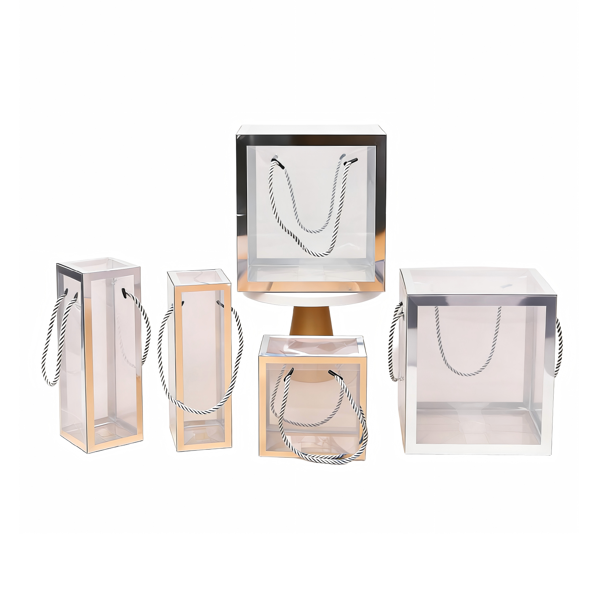 Clear Plastic Tote Box with Gold Stamping 