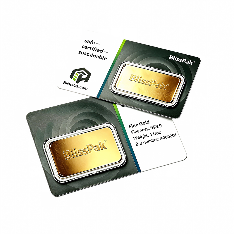 Custom 1 oz Gold Bar Blister Card